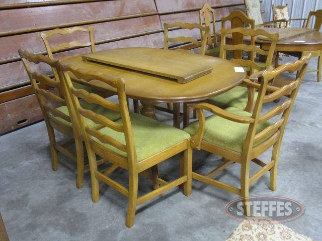 Wood Table - Chairs round pedestal table with 2 leaves, 6 chairs_2.JPG